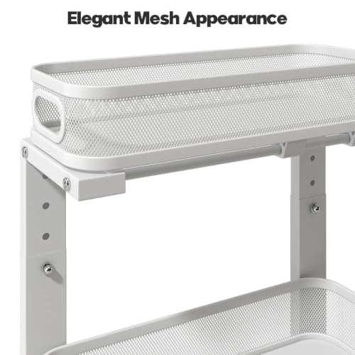 2 Pack Under Sink Organizer With Smooth Cylindrical Rail,2-Tier Pull Out Multi-Purpose Cabinet Storage for Bathroom&Kitchen,Height Adjustable,Rust-resistant Coating-White - view 4