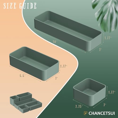 6 PCS Stackable Drawer Organizers Set, Versatile Desk and Vanity Drawer Organizer Trays, Storage Bins for Makeup, Bathroom, Bedroom, Kitchen and Office, Green - view 4