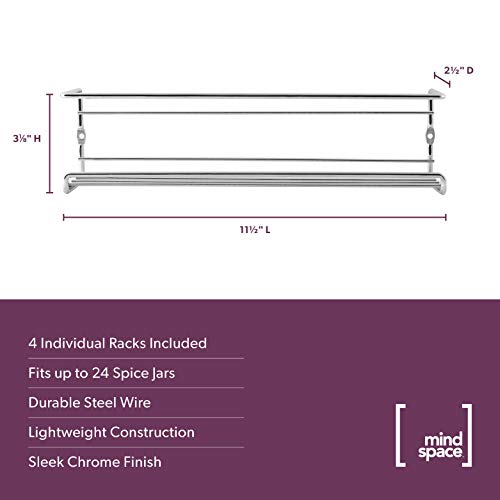 Spice Rack Wall Mount, Pantry Cabinet Door Organizer - Set of 4 Hanging Spice & Seasoning Racks Kitchen Storage Organizer | The Wire Collection, Chrome - view 4