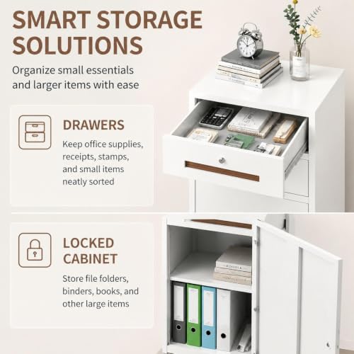 Modern Lockable Office File Cabinet, Metal Steel Storage Solution for Home & Office, Secure Filing System with Adjustable Shelves, Stylish & Durable Design - view 4
