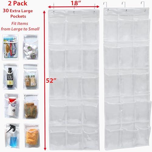 Simple Houseware 15 Pockets Clear Over the Door Pantry Organizer, 2 Pack - view 2