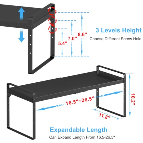 Expandable Kitchen Cabinet Shelf Organizer, Stackable Metal Storage Shelves - view 2