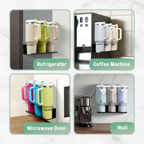 2 Pack Magnetic Stanley Cup Holder for Fridge, Water Bottle Organizer for Tumbler with Double Sided Tape Hold Stanley Cup Accessories for Kitchen Cabinet Wall - view 5