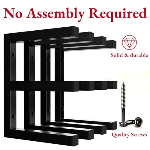 Lumber Storage Rack Wall Mounted, 6-Level Holds Up 1200 Lbs Heavy Duty Wood Organizer, Metal Shelf for Shed, Workshop, Garage - 4pack - Black - view 3