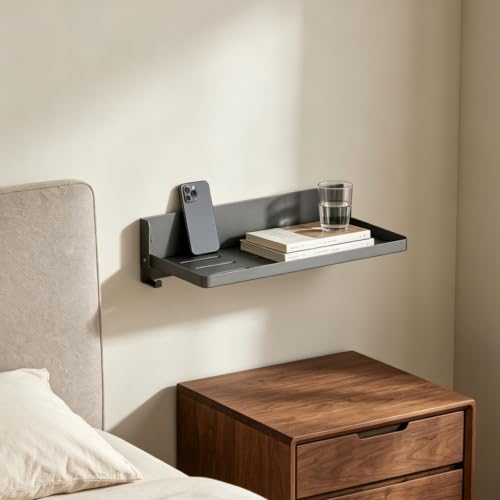 Small Folding Metal Shelf with Hooks, Fold-up Wall Shelf, 6 Hooks - view 6