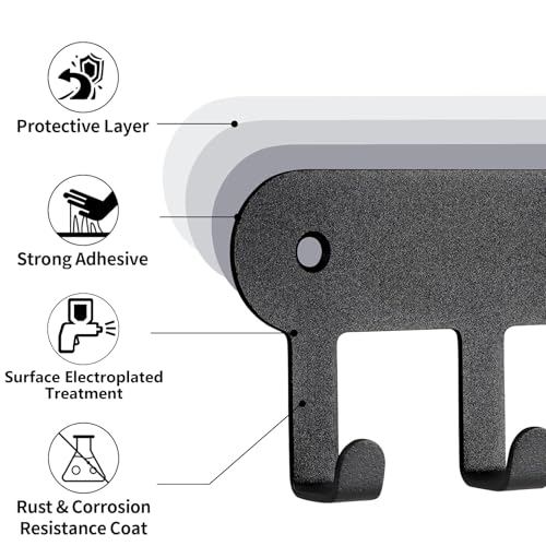 2 Pack Key Holder for Wall, Key Hooks with 10 Hooks, Black - view 5