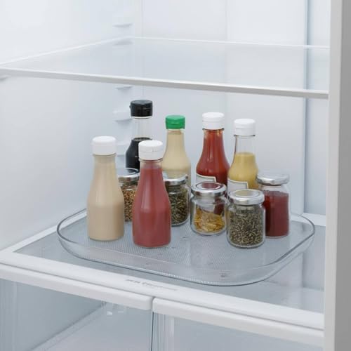Refrigerator Storage Tray 360 Degree Rotating Fridge Turntable Transparent Organizer Tray for Easy Access Suitable for Home Pantry Beverage Container Arrangement - view 3