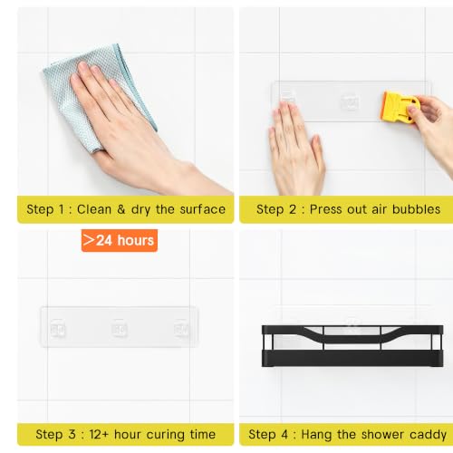 Heavy-Duty Adhesive Shower Caddy, Black Organizer - view 7