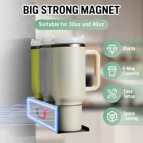 2 Pack Magnetic Stanley Cup Holder for Fridge, Water Bottle Organizer for Tumbler with Double Sided Tape Hold Stanley Cup Accessories for Kitchen Cabinet Wall - view 3