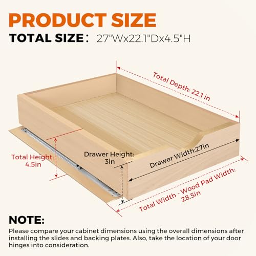Pull Out Drawers for Cabinet Wood 27" W x 23" D Slide Out Organizer - view 2