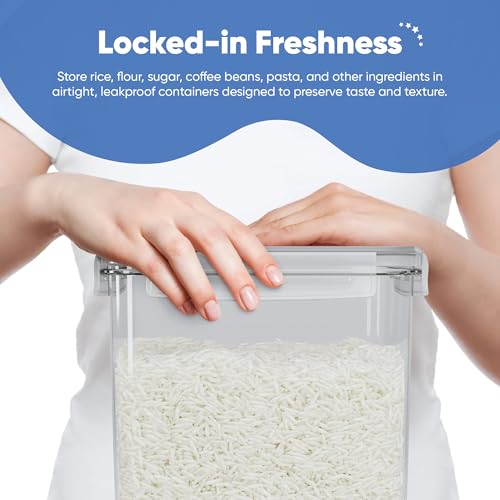 Extra Large Tall Airtight Food Storage Containers, Set of 4, Airtight Food Storage for Flour, Sugar, Rice, Includes Measuring Scoops, Pen, and Labels, 7qt, 220Oz, 6.5L, Transparent - view 3