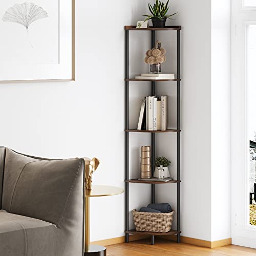 5 Tier Corner Shelf, 65" Tall Corner Shelves for Living Room Decor