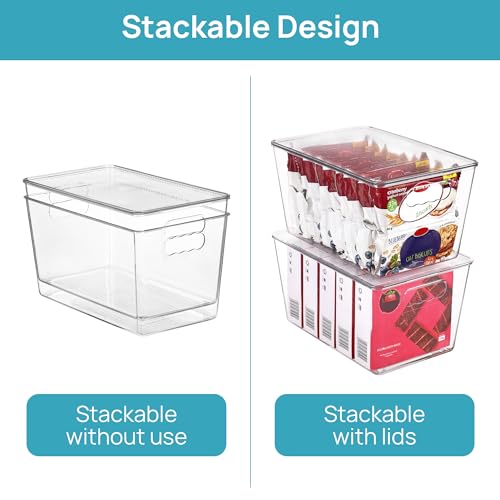 6 Pack Clear Stackable Storage Bins with Lids and Handles, Large - view 3