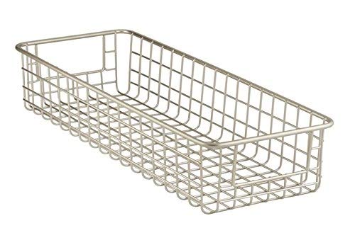 Metal Wire Food Storage Shallow Basket Organizer with Handles for Organizing Kitchen Cabinets, Pantry Shelf, Bathroom, Laundry Room, Closets, Garage - Concerto Collection - 4 Pack - Satin - view 5
