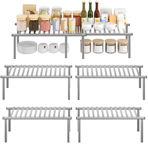 Expandable Cabinet Organizer Shelf, Set of 4, Gray
