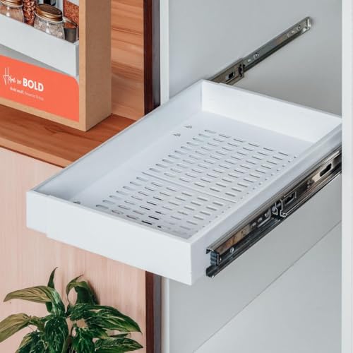 Pull Out Cabinet Organizers 17"Deep, Expandable Slide Out Drawers, Roll Out Shelves, Adjustable Width 12"-17.5" Heavy Duty Slide Pantry Shelves, Sliding Drawer Storage Basket, Under Cabinet Drawer - view 7