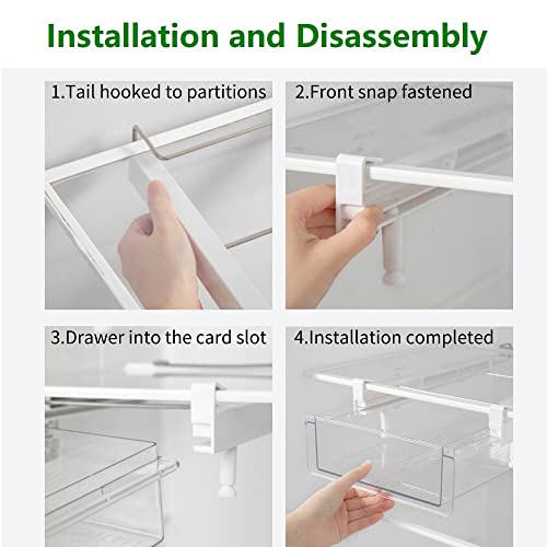Refrigerator Organizer Bins, Clear Plastic Fridge Drawer With Handle Pull Out Fridge Drawer Organizer Under Shelf Drawer For Cheese, Deli Meat, Drinks, Fruit, Vegetable, Heavy Duty-M - view 6