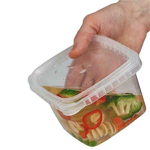 32 oz. Square Clear Deli Food Storage Containers With Lids Airtight Tamper evident system easy stackable saver shape Restaurant Take Out/Freezer microwave and dishwasher safe - 25 sets - view 7