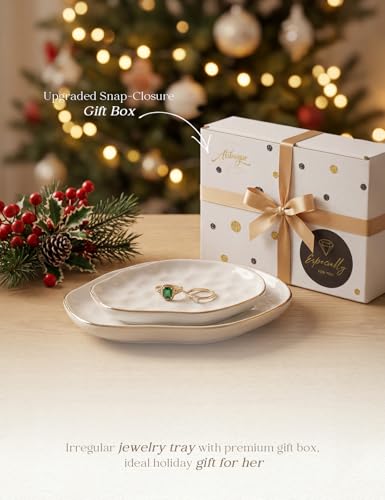 Jewelry Dish Set of 2, Large Jewelry Tray for More Jewelry Ring Dish Jewelry Bowl with Beautiful Package and Greeting Card Perfect for Birthday Gifts for Women - view 4