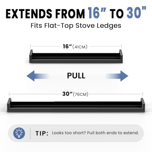 30" Adjustable Magnetic Stove Top Shelf, Matte Black - view 2