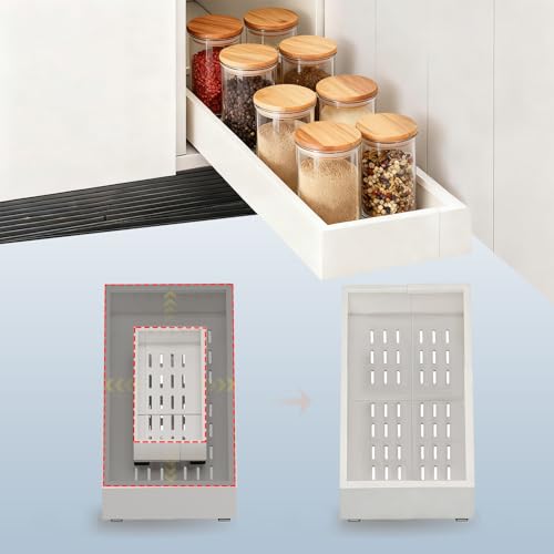 Pull out Cabinet Organizer,7"-11"W,17"-24"D,Expandable,Adhesive