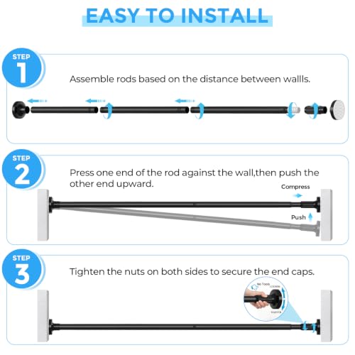 Shower Curtain Rods 32–91Inch,Black Tension Curtain Rod - view 6