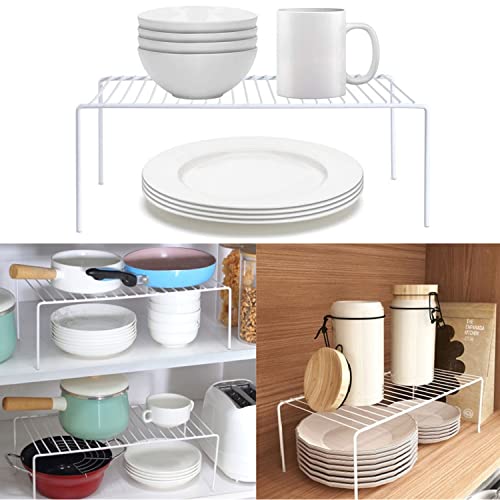 Kitchen Cabinet Shelf Organizer Set of 6, Medium (13 x 9.4 inch) Metal Wire Pantry Storage Shelves, Dish Plate Racks for Cabinets, Freezer, Counter, Cupboard Organizers and Storage, White - view 5