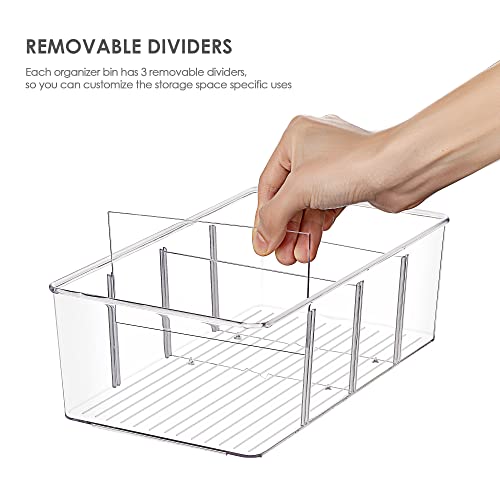 4 Pack Food Storage Organizer Bins, Clear Plastic, 4 Compartments - view 3