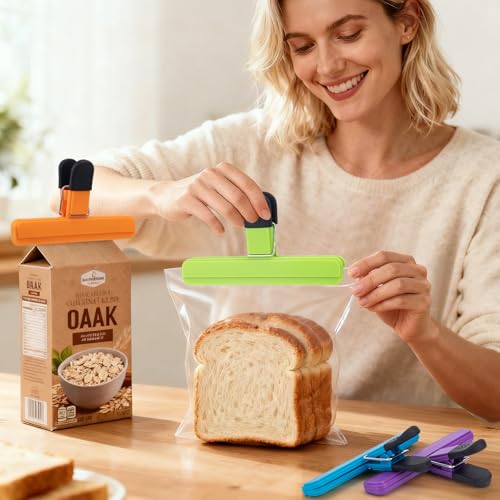 12 Pack Chip Clips, Large Food Clips, Plastic Seal Grips, 6x3.5 Inch - view 7