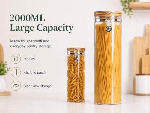 68 oz Tall Glass Spaghetti Jar with Airtight Clamp Lid - view 3