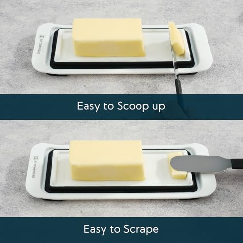 Airtight Butter Dish with Lid for Countertop and Refrigerator Door Shelf, Butter Keeper, Plastic Butter Holder Tray Container for West/East Coast Butter, White - view 5