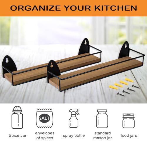2 Pack Spice Rack Wall Mount Rustic Style Hanging Spice Organizer for Wall, Kitchen Spice Storage,Black - view 5
