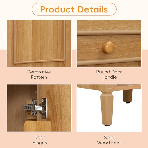 20-inch Bathroom Vanity with Sink Combo, Free-Standing Single Bathroom Storage Cabinet with Tilt-Out Drawer, Adjustable Shelf & Storage Rack, Wood Vanity with Ceramic Basin for Bathroom (Wood) - view 7
