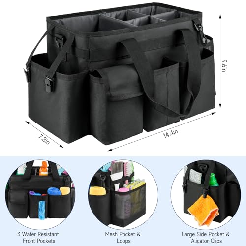 Cleaning Caddy,Cleaning Bag for Housekeepers,Cleaning Supplies Organizer with Handle,Black - view 4