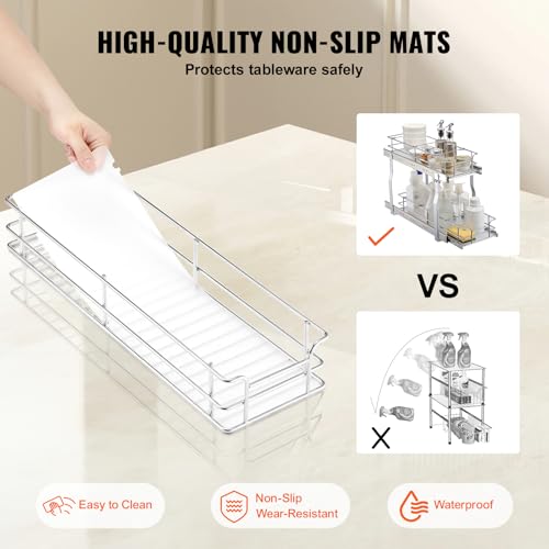 Pull Out Cabinet Organizer,8.5" W x 21" D x15.2 HHeavy Duty Slide Out Pantry Shelves, Chrome-Plated Steel Roll Out Drawers for Home, 10" Wx22 Dx19 H Inside Kitchen Cabinet, Bathroom, Under Sink - view 4