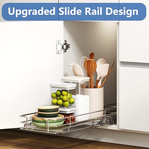 Pull Out Cabinet Organizer, Pull Out Shelves 5½" W x 21½" D, Heavy Duty Cabinet Drawers Slide Out Kitchen Organizers Storage Shelf - view 5
