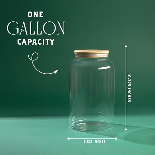1 Gallon Glass Large Jar with Airtight Bamboo Lid - Strong Clear Borosilicate Canister for Kitchen Food Storage Organizing, Terrarium, Pantry Decorative Container & Laundry Room - Pack of 1 - view 4