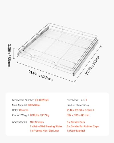 Pull Out Cabinet Organizer 21.14"W x 20.98"D Steel Slide Out Drawers - view 7