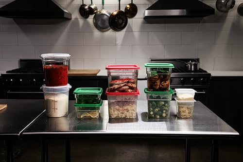 Food Storage Container with Lid (2 Pack) - Classic Series Square with Green Lid - 4 QT (Quart) - Commercial Grade for Food Prep (Clear) - view 5