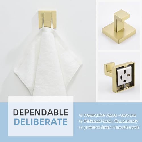 Bathroom Towel Hook for Wall, Hand Towel Holder, Brushed Gold - view 6