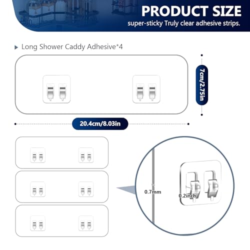 9-Pack Shower Caddy Adhesive Replacement, Transparent Adhesive Hooks Stickers, Strong Hook Strip for Shower Caddy Basket Shelf, Soap Holder, Bathroom Storage Corner Shelves, Kitchen Racks - view 4
