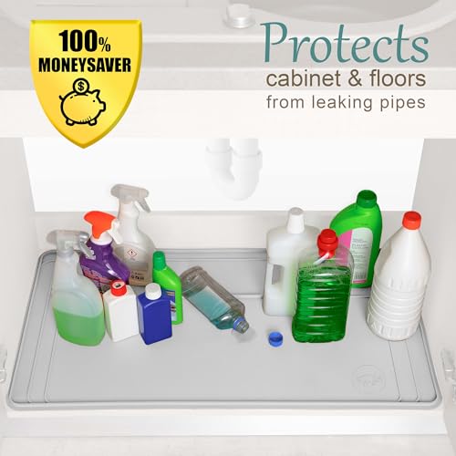 The Original Under Sink Mat - Silicone Waterproof mat, Trimmable, Easy to Clean, Kitchen cabinet liner, Under sink protector mats, Drip Tray with Lip - 31" x 22" or smaller - view 7