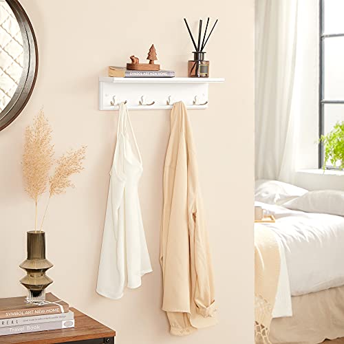 Wall-Mounted Coat Rack with Shelf, 4 Dual Metal Hooks - view 5