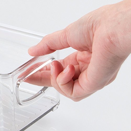 Stackable Plastic Food Storage Bin with Handles for Kitchen Pantry, Cabinet, Refrigerator, Freezer - Organizer for Fruit, Yogurt, Squeeze Pouches - BPA Free, 10" Long - Clear - view 5