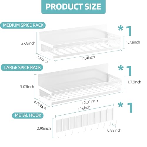 Magnetic Spice Rack for Refrigerator, 3 Pack Magnetic Shelf for Refrigerator, Movable Magnetic Basket is Used for Side Storage in Ovens, Microwaves, or Washing Machines - view 2