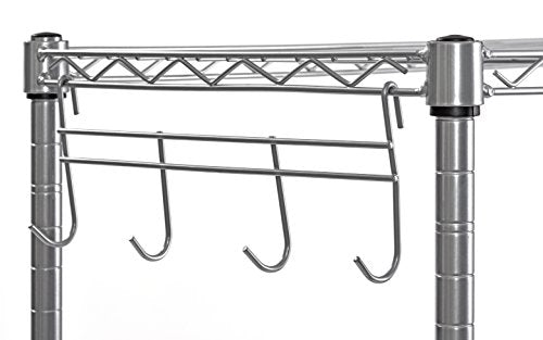 WS241459-5S 5 Tier Wire Shelving with Hooks in Silver, 59" Height, 24" Width, 14" Length - view 7