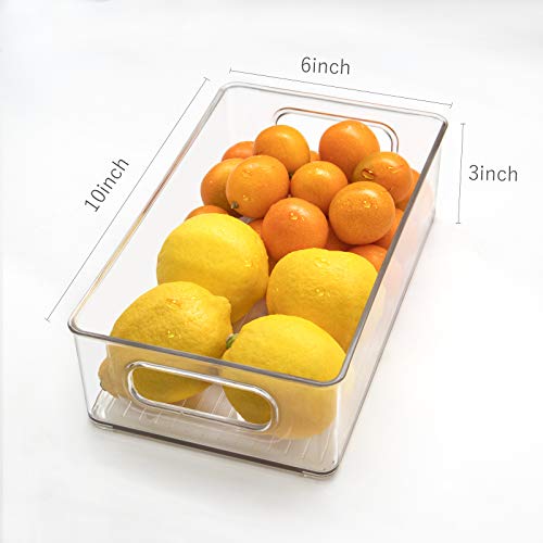 Stackable Refrigerator Organizer Bins, 6 Pack Clear Kitchen Organizer Container Bins with Handles and 20 PCS Plastic Bags for Pantry, Cabinets, Shelves, Drawer, Freezer - Food Safe, BPA Free 10"L - view 3