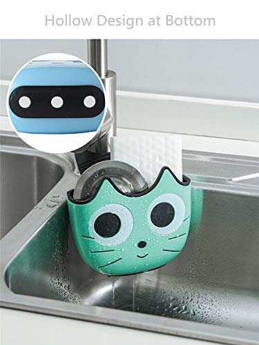 2 PACK Sponge Holder Basket with Buckle,Sink Faucet Caddy Hanging Drain Rack, Gadget Soap Brush Desk Pen Organizer for Kitchen Bathroom,Pink Green - view 5