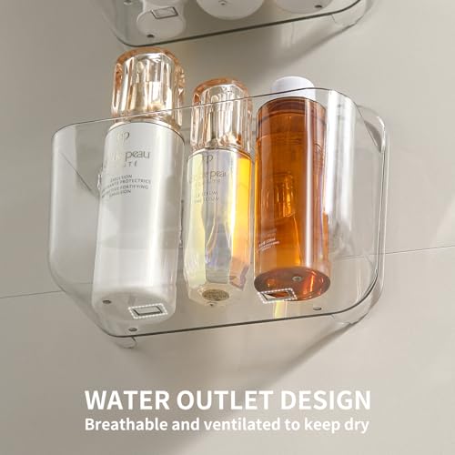 2 Pack Adhesive Cabinet Door Organizer, Compact Kitchen Under Sink Organizer, Clear Lid Storage Container for Pantry Shelves, Wall Mounted Bathroom Shower Caddy Hanging Closet Organizer - view 4