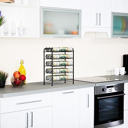 Water Bottle Organizer 5 Tier FreeStanding Water Bottle Storage Rack Metal Beverage Can Dispenser for Pantry, Kitchen Cabinet Countertop, Black - view 6